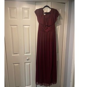Azazie Jael bridesmaids dress in color "Cabernet."